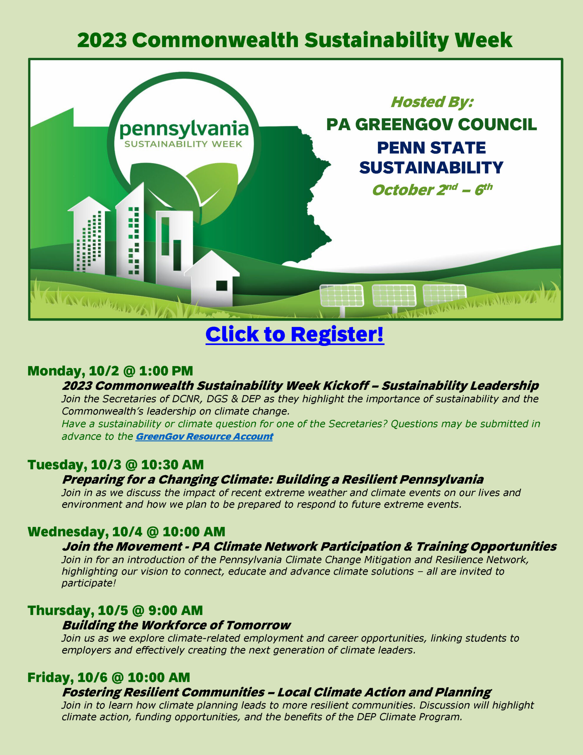 2023 Commonwealth Sustainability Week, October 26 Register Now